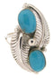 Southwest Turquoise Sterling Silver Ring Size 4-1/2 OS58720